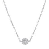 0.05ct 14k White Gold Diamond Pave Circle Choker Pendant